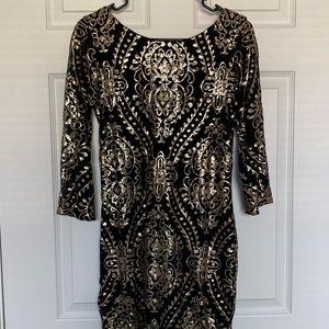 Gold and Black sequin dress